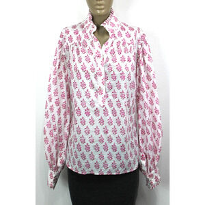 Buggy NYC Zoe Blouse Cotton Floral Pink Petals Puff Sleeve Size M